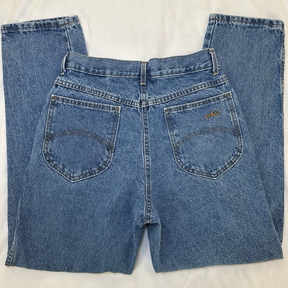 Chic Blue Jeans Womens 8 Petite High Rise Tapered Leg Acid Wash Punk Vintage 80s - Picture 6 of 13